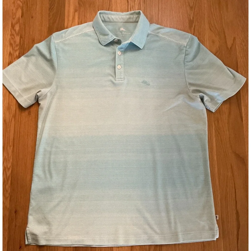 Tommy Bahama Mens Short Sleeve Polo – Light Green Cotton blend Casual Golf Shirt